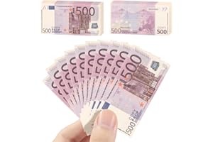 Mecool 2.40 x 1.26" 100 Pcs €500 Euros Bills Pretend Cash | Fake Money for Movie, Videos, Magic or Board Game | Prop Money UK Fake Notes | Play Shop Accessories