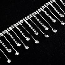 Chaîne à Franges Strass 91cm - Cristaux Paillettes Argent - Pour Décoration Mariage, Vêtements, DIY - Effet Diamant