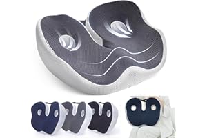 BOBETY Coccyx Cushion for Tailbone Pain - Adjustable Memory Foam Sit Bone Relief Seat Cushion, Outfany Ergoseat, Hilipert Ergoseat, Ergonomic Seat Cushion for Long Sitting, Office, Car Drivers (Grey)