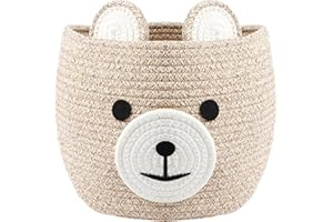 GUIJZSLTRG Grand panier de rangement pliable en corde de coton avec poignée intégrée pour enfants, bébés, décoration de chambre d'enfant, 27 x 27 x 22 cm