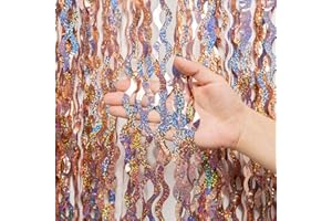 ‎BIAPIAN Lametta Vorhang Rosegold Glitzer, 2 Stück Metallic Folie Fransen Lametta Vorhänge, Rosegold Streamer Tinsel Curtain Photo Booth Backdrop für Mädchen Geburtstag Babyparty Verlobungs Dekoration(1m x 2m)