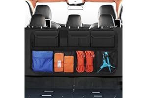 Beicarin Organizer do bagażnika samochodowego, wiszący organizer na tylne siedzenie samochodu, do SUV-a, MPV, furgonetki, uporządkowana torba do przechowywania ładunku, składana, z 8 kieszeniami