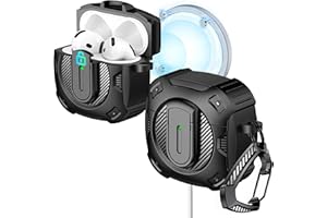 RFUNGUANGO Custodia compatibile con Airpods 4 (2024) con kit di pulizia, compatibile con MagSafe, con blocco di sicurezza e custodia antiurto per Airpods 4a generazione 2024 rilasciata,Nero