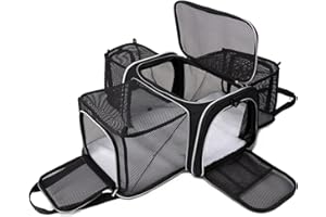 BAGLHER Cat Carrier Bag, Airline Approved Pet Carrier Soft Side Pet Travel 5 Sides Open Doors 3 Sides Expandable Foldable Dog Carrier with Fleece Pad