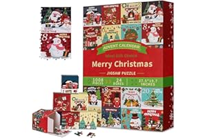 NATTHSWE Advent Calendar 2025 Puzzle, Christmas Jigsaw Puzzles 1008PCS for Kids Adults Christmas 24 Days Calendar Countdown Advent Puzzle in 24 Boxes