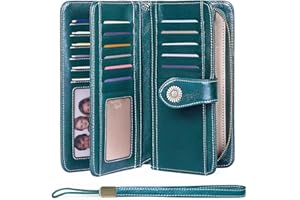 SENDEFN Monederos para Mujer Cartera de Mujer de Gran Capacidad de Cuero,con 24 Ranuras para Tarjetas con RFID Bloqueo Largo de Cremallera Carteras para Mujer