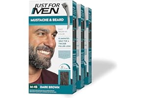 Just For Men - Tinte de barba y bigote para hombre, color negro marrón (M45),pack de 3 unidades