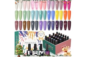 Phoenixy Gel Nail Polish Set - 24pc UV LED Gel Nail Polish Kit with Glossy Matte Base Top Coat, Popular Colours for Women