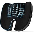 FOVERA Orthopedic Coccyx Cushion | 2 Years Warranty | Seat Cushion for Chair, Car Seat Cushions, Memory Foam Sitting Pillow for Tailbone, Sciatica & Back Pain Relief (L-Above 65kg Wt, Velvet Black)