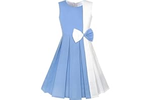 Sunny Fashion Robe Fille Bloc de Couleur Contraste Nœud Papillon De Tous Les Jours Partie 4-14 Ans