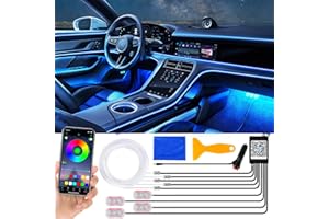 YAOBLUESEA Illuminazione Interna per Auto 6,5m LED Striscia, 12V RGB Luci Neon d'Atmosfera Impermeabile, Controllabile con APP, Ambientale Musica e Illuminazione vano Piedi