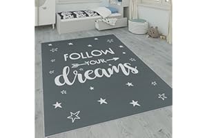 ‎PACO HOME Paco Home Kinderteppich, Kinderzimmer Teppich m. Stern, Mond u. Karo Motiven, Grösse:120x160 cm, Farbe:Anthrazit