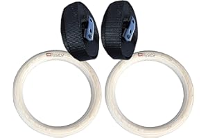 ‎LISARO Lisaro Turnringe aus Holz, Gymnastikringe Set Holzringe + Nylongurt, Fitness Training Ringe 28mm. Gym Ring-Set aus Holz inkl. Straps.