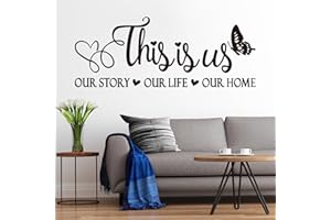 VODOE Inspirational Home Quotes Wall Decals: Family Vinyl Art Wall Stickers for Living Room Kitchen - This is Us Our Story Our Life Our Home 32" X 12.5"
