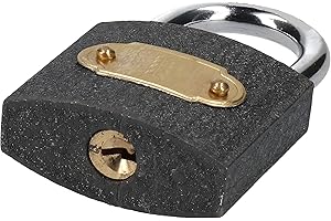 YIKI 50mm Heavy-Duty Padlock with Keys Lock with Hardened Steel Shackle Security for Shed, Fence gate & Garage Gym lockers suitcases Anti-Cutting & Sawing Protection with 2 Matching Keys 1PC