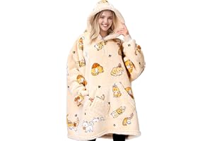 Giggling Getup Koc do noszenia z kapturem dla kobiet, mężczyzn, prezenty dla nastolatek, sióstr, kobiet, Sherpa polarowy koc z kapturem, bluza ciepła, przytulna, do noszenia, narzuta, z ogromną