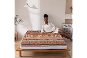 MAXYOYO Materasso da Pavimento Bohémien Retrò - Futon Giapponese Spesso Arrotolabile - Vintage Floreale per Campeggio, Portatile, Lettino, Divano, Letto Singolo