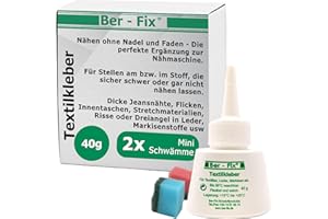 Ber-Fix Textilkleber 40g – Waschbar bis 95°C, extra stark & ​​flexibel! Ideal für Reparaturen an Naturfasern & Mischgewebe – perfekt für Kleidung & Heimtextilien!