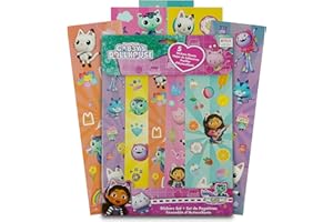 SRV Hub 5 x wasserdichte Gabby Puppenhaus-Aufkleber Bögen,Vinyl-Weihnachtsaufkleber,Dekorationen für Weihnachtsfenster,Heim-Party-Dekor,selbstklebende Aufkleber zum Dekorieren von Möbeln,Innenräumen