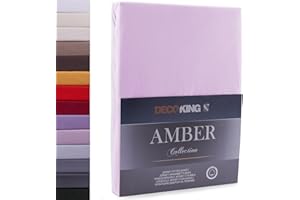 ‎DECOKING DecoKing prześcieradło z gumką 160x200-180x200 cm jersey bawełna lila Amber