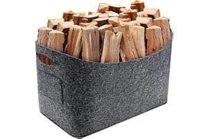 Vintoney Firewood Bag,Foldable Felt Bag,Felt Firewood Basket,Firewood Bag with Handles for Wood,Newspaper, Magazine, Toy, Clothes, Multi-Use Bags for Indoor & Outdoor,Grey (53 * 30 * 40cm)