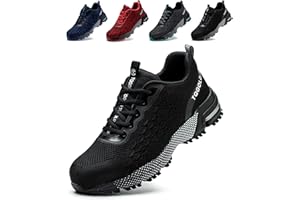 TQGOLD Scarpe Antinfortunistiche Uomo Leggere Comodo Donna Scarpe da Lavoro con Punta in Acciaio Ammortizzazione Traspiranti Antiscivolo Scarpe Protettive Industriali