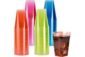 MATANA 80 Gobelets en Plastique Coloré (210ml) - Lumière Noire/UV-Réactive - Verres en Plastique Fluo pour Anniversaires, Fêtes d'Enfants, Mariages, Noël, Barbecue - Solide et Réutilisable
