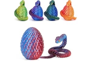 Bobety 3D Printing Easter Snake Eggs - 3D Printed Snake in Egg, 3D Snake Egg Toys, Full Articulated Crystal Snake With Sragon Egg, Fidget Toys for Executive Home Office Desk (Laser Violet)