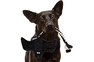 FAVPET Juguete de Peluche para Perros Bat, Juguete Chirriante para Perros Grandes, Juguete Chirriante para Perros Pequeños de Peluche, Divertido Juguete para Cachorros de Peluche (Negro)