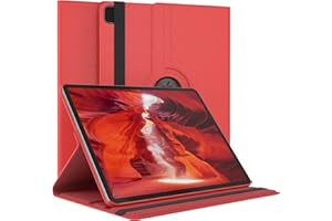 EAZY CASE Étui de protection pour tablette compatible avec iPad Pro 12,9 (2022) - Rotation à 360° - Avec protection d'écran Sleep et Wake - En cuir de qualité supérieure - Rouge