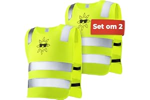 2-pack varningsväst för barn – universell storlek för barn från 2–12 år – testad EN 1150:1999 certifiering