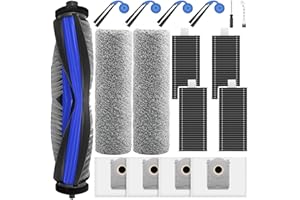 BISENKUD 17 Stück Zubehör für ECOVACS DEEBOT X9 PRO Omni / X11 PRO Omni Saugroboter, 4 Staubbeutel 4 Seitenbürste 4 Filter 1 Hauptbürste 2 Wischwalze 1 Reinigungsbürste 1Schraubendreher