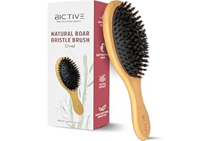 BICTIVE® Brosse a Cheveux Poils de Sanglier Longue. Brosse Plaquante Cheveux pour Femmes, Hommes et Enfants. Plaquage, Lisse, Brosse Sanglier Cheveux pour Cheveux Normaux et Fins et Fragiles.