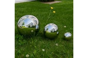 Köhko 3er Gartenkugeln poliert aus hochwertigem Edelstahl 6, 12 und 18 cm Dekokugeln-Set