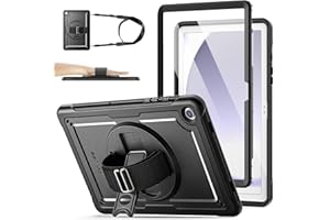 SEYMAC stock Case for Samsung Galaxy Tab A9 Plus/ A9+ Case 11 inch 2023, Frosting-Anti-Slip, Shockproof Cover with Screen Protector, 360° Rotating Hand Strap/Stand & Shoulder Strap, Black