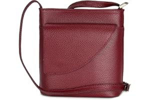 Belli italienische Ledertasche Damen Umhängetasche Handtasche Schultertasche made in italy mit zusätzlichem Klappfach - 18,5x18,5x7cm (B x H x T)