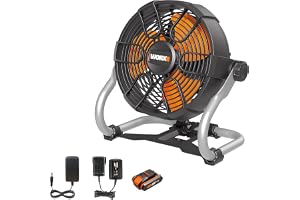 WORX 20V Cordless Jobsite Fan WX095, PowerShare, Longer Work Time, 2 Speed Control, 1 Battery Included