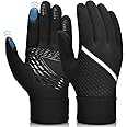 OOPOR Winter Warm Cycling Gloves Windproof - Running Thermal Sports Glove Touch Screen Anti-slip Silicone Outdoor with Thickened Fleece Lining Men Women for Hiking Driving Climbing Riding Bike