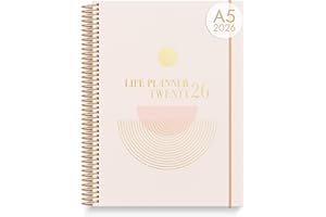 burde Life Planner Rose 2026, Agenda A5 à Spirales – Organiseur Compact & Élégant, Planning Scolaire & Professionnel Daté, Journal Hebdomadaire, Couverture Rigide