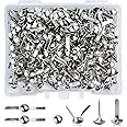 200 Pcs Split Pins, Metal Paper Fasteners Mini Brads, 4.5mm x 8mm Round Scrapbooking Brads Split Pins with Storage Box for Paper Craft DIY Stamping Scrapbooking (Silver)