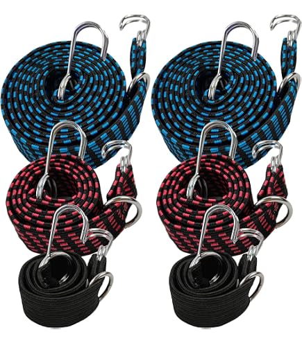 Lot De 4 Tendeurs élastiques Plats 200 Cm Avec Crochets Métal - Extra Résistants Pour Transport Et Bâches - 7