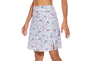 M MOTEEPI Tennisrock Damen 20'' Knielang Rock Mit Hose Drunter Damen Hohe Taille Golfrock Skort Skirt for Women Midi Rock Sportrock Mit Taschen