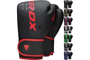 ‎RDX RDX Kinder Boxhandschuhe für Muay Thai Kickboxen Sparring, Maya Hide Leder Kara Junior Boxing Gloves, Sandsack Boxsack Punchinghandschuhe, Kickboxhandschuhe MMA Kampfsport Training Schwarz 6oz
