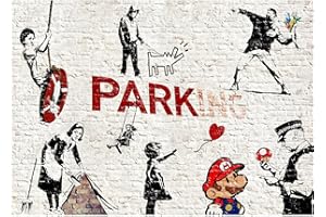 Runa Art Carta da parati fotografica 396 x 280 cm Banksy collage | Vello Decorazione Murale Soggiorno Camera Da Letto | Manifattura tedesca | Nero Bianco Rosso 9389012a