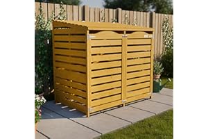 Wheelie Bin Storage Unit Double by Garden Universe Outdoor Storage In Narural WBS01-N
