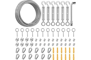 DIYLAND Wire Rope Kit, 35m/2mm Stainless Steel Cable, M4 Turnbuckles Tensioner Kit, PVC Coated Garden Wire for Climbing Plant, Picture, Securing Shade, Grapevines Trellis, Tent Rope
