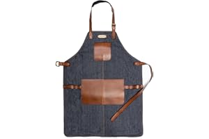 DRAKENSBERG Tablier de barbecue 'Bob' - Tablier de cuisine professionnel pour BBQ, gastro, bar, barista, hommes, fait main