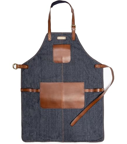 Angus Stoke Tablier En Cuir Bob - Tablier Vintage Pour BBQ, Cuisine Et Bar, Taille S-M