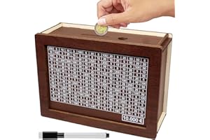 MECCTUCK Hucha Madera,Caja de Ahorro,Huchas Originales para Adultos,Caja para Ahorrar Dinero,Caja Ahorro con Objetivo y Bolígrafos,hilft Kindern und Erwachsene Die Gewohnheit Zum Sparen zu Ententwickelt