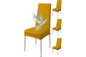 Poligino Housse de Chaise 4 pièces Imperméables, Housse de Chaise Salle à Manger, Housse Chaise Extensible, Universel, Facile à Installer, Facile à Nettoyer (Jaune,4 pièces)